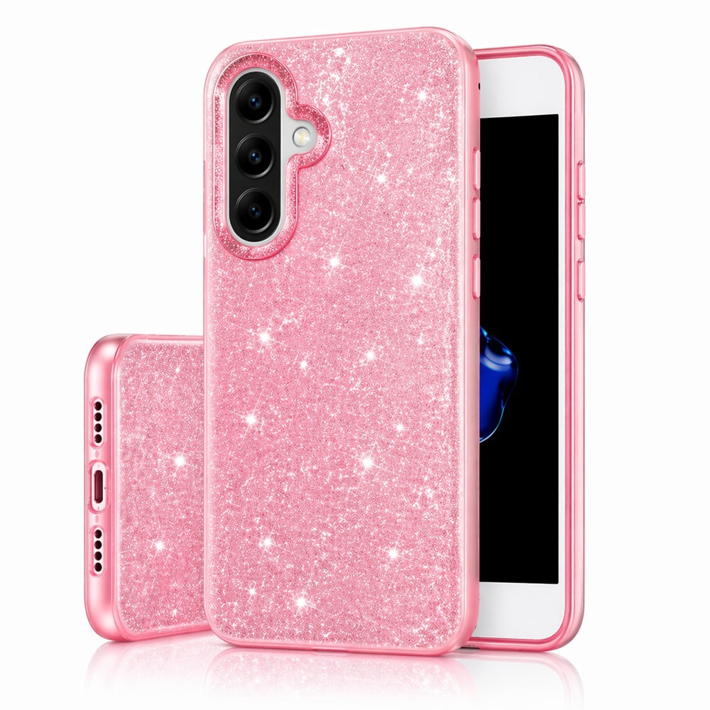 Samsung Galaxy S25 - 3in1 Glitter Elegant Mjuk Skal Rosa