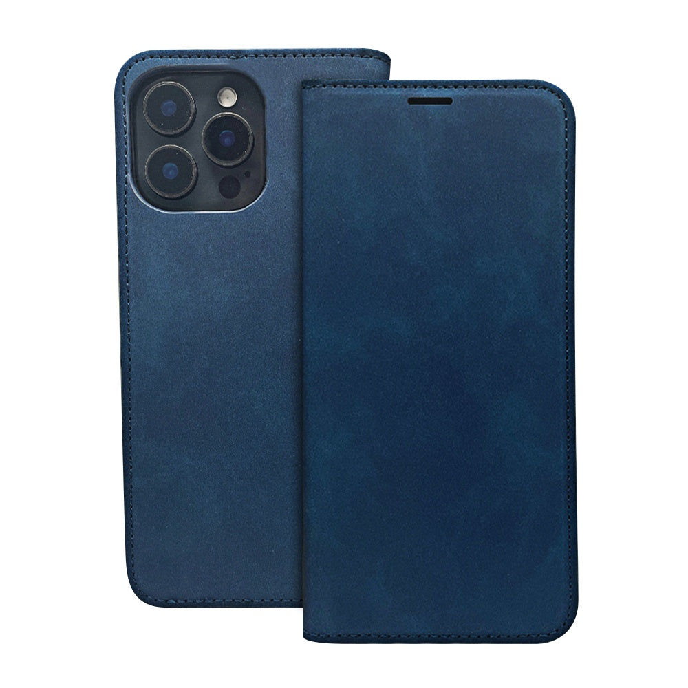 Samsung Galaxy S25 Edge - Smart Suede Läder fodral Mobilplånbok Marinblå