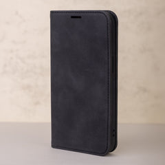 Samsung Galaxy S25 Edge - Smart Suede Läder fodral Mobilplånbok Svart