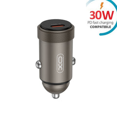 Snabb billaddare XO 30W USB-C PD QC3.0 För iPhone, Samsung Svart