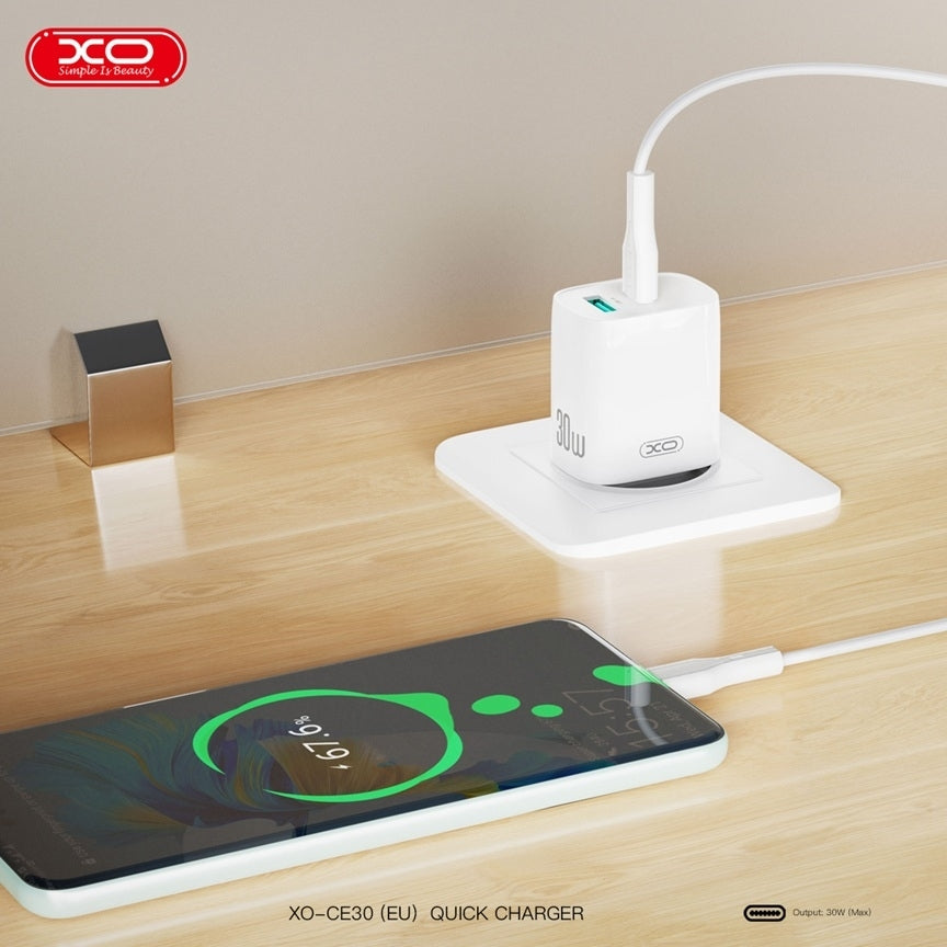 Snabbladdare 45W för iPhone / Samsung  Dual Port USB-C med USB-C Kabel