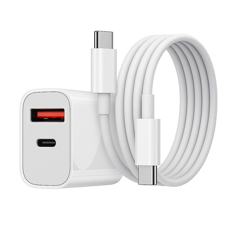 Snabbladdare för iPhone / Samsung  Dual Port USB-C med USB-C Kabel