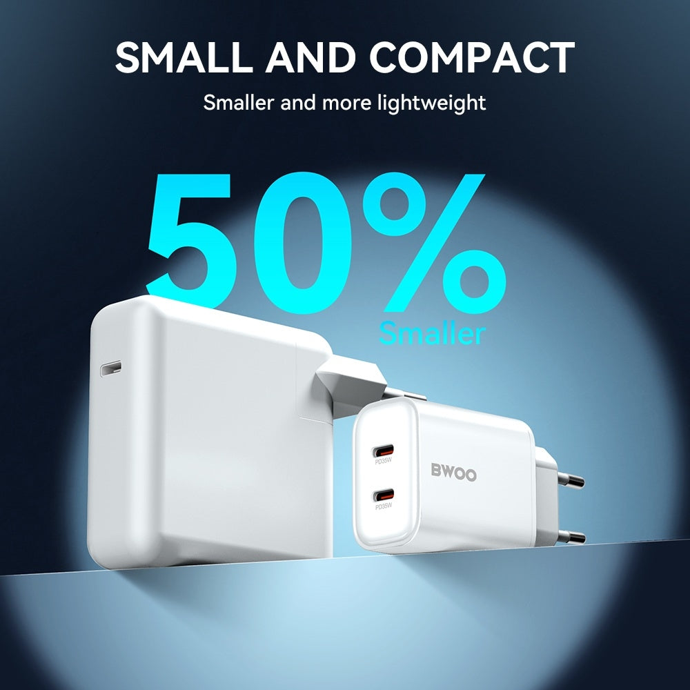 Snabbladdare för iPhone / Samsung QC 35W PD 2XUSB-C Väggladdare