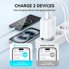 Snabbladdare för iPhone / Samsung QC 35W PD 2XUSB-C Väggladdare