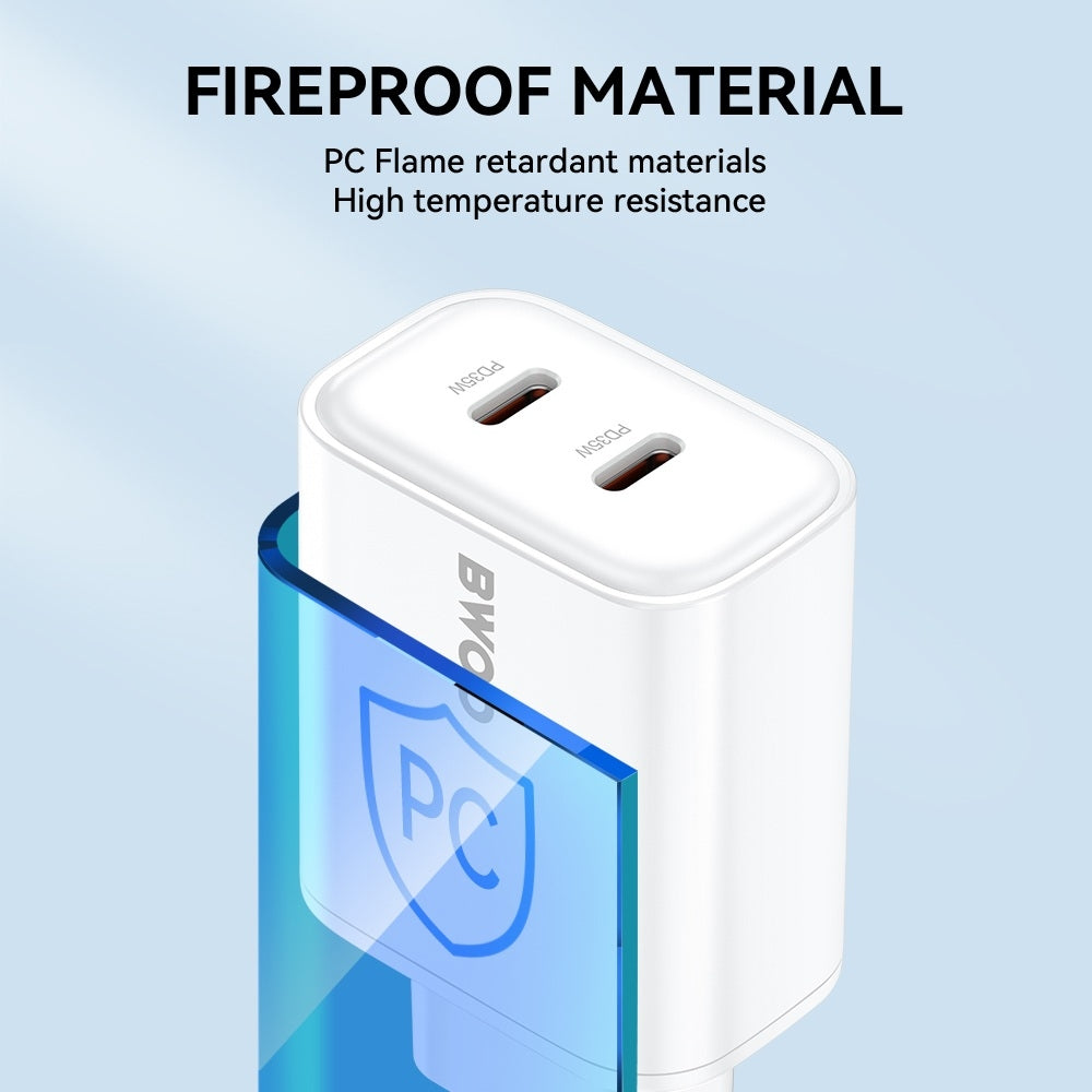 Snabbladdare för iPhone / Samsung QC 35W PD 2XUSB-C Väggladdare