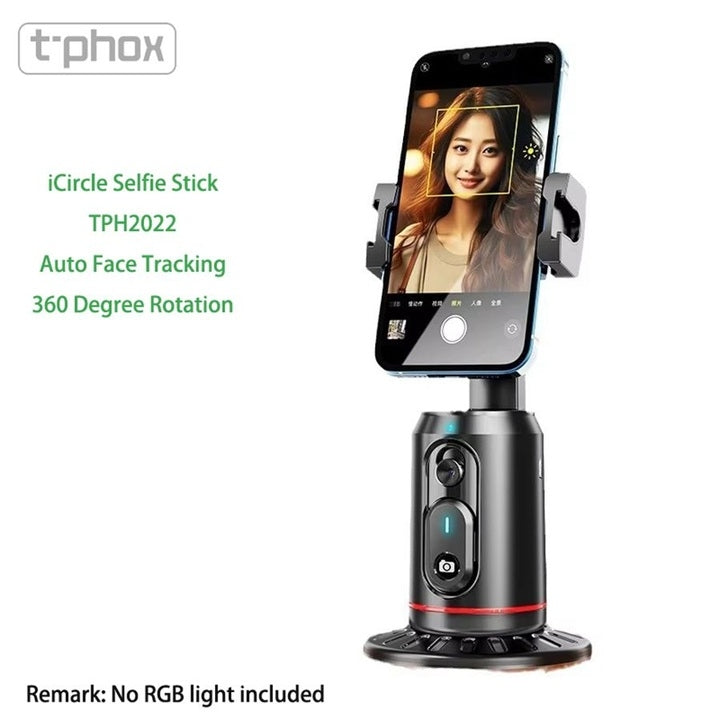 T-PHOX iCircle Tripod Face Tracking AI 360° automatisk rotation mobilhållare för video & selfie