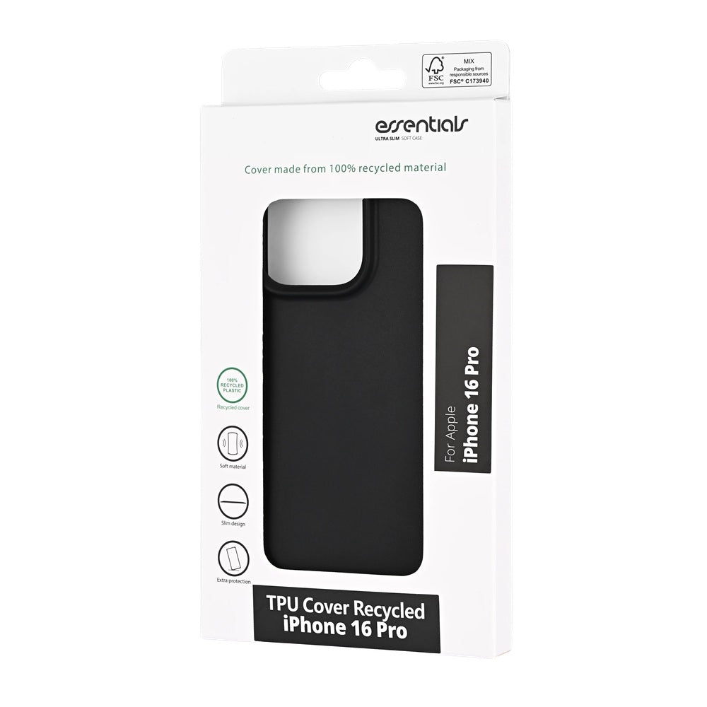 TPU Skal för iPhone 16 Pro – Slimmat Skyddsfodral 100% Återvunnet Svart