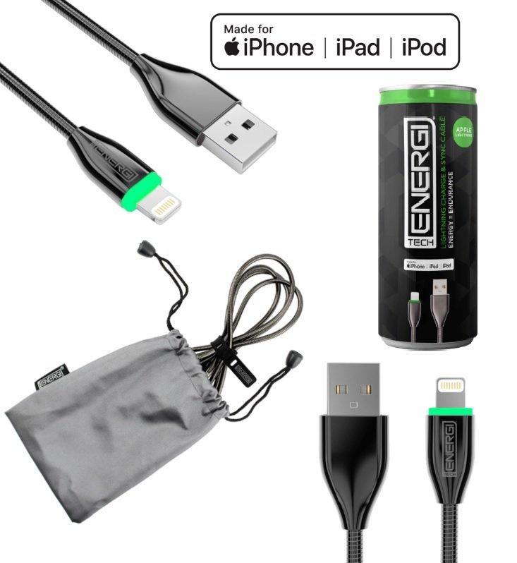 Tech Energi Apple Lightning Laddning Och Sync USB-Kabel - 120cm