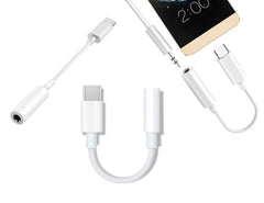 Typ-C USB-C till 3,5mm mini-jack Adapter för Android Mobiler Vit