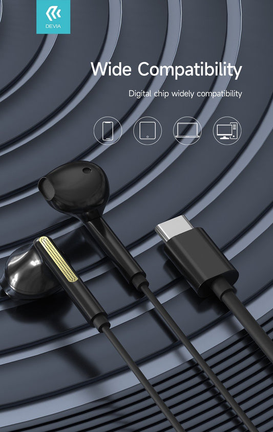 USB-C / TYP-C Kontakt In-Ear Hi-Fi Hörlurar med Mikrofon