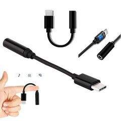 USB-C till 3.5mm Audio Adapter Samsung/Andriod Mobiler - Svart