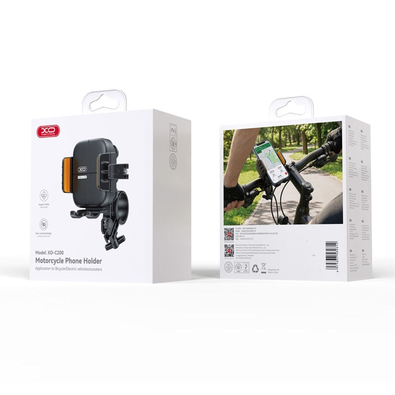Universell XO C200 mobilhållare för cykel & motorcykel 360° roterbar – svart