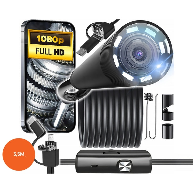 Vattentät 3.5m Endoscope inspektionskamera 3.5m lens 8/7/5.5mm USB-C/Micro-USB
