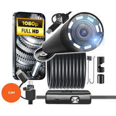 Vattentät 3.5m Endoscope inspektionskamera 3.5m lens 8/7/5.5mm USB-C/Micro-USB