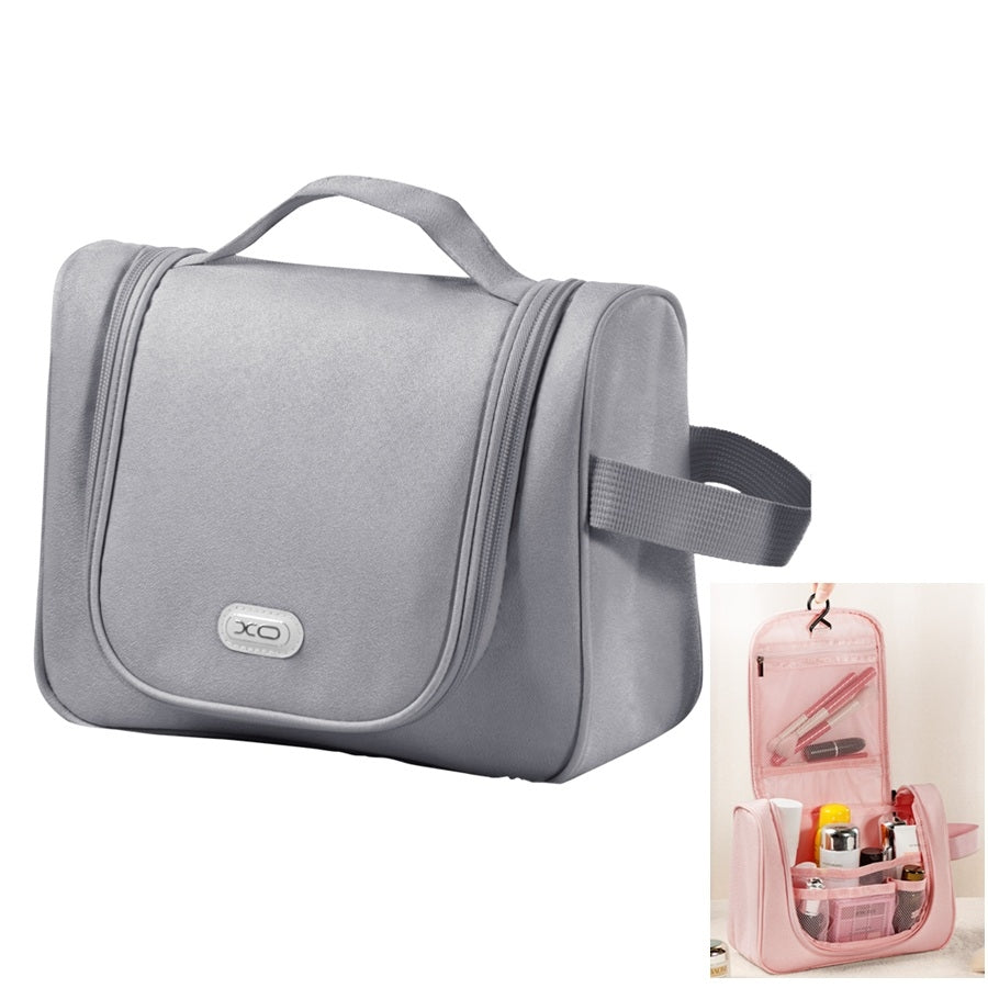 Vattentät Hängande Necessär för Resor – Sminkväska med Smart Fackindelning - Grå
