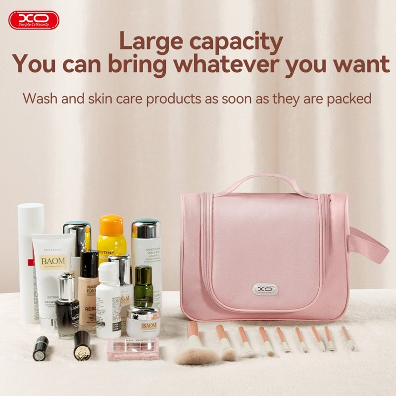 Vattentät Hängande Necessär för Resor – Sminkväska med Smart Fackindelning - Grå