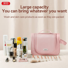 Vattentät Hängande Necessär för Resor – Sminkväska med Smart Fackindelning - Grå