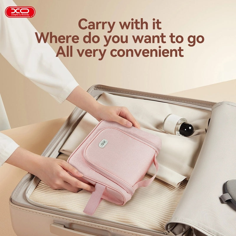 Vattentät Hängande Necessär för Resor – Sminkväska med Smart Fackindelning - Grå