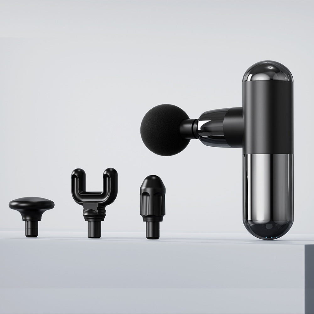 XO FG02 Fasciapistol – Trådlös Muskelmassager med 4 Massagehuvuden, 6 Hastigheter,