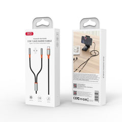 XO NB-R269B 2-i-1 Ljudadapter – USB-C till 2x 3,5 mm Hörlursuttag (1.2 m)