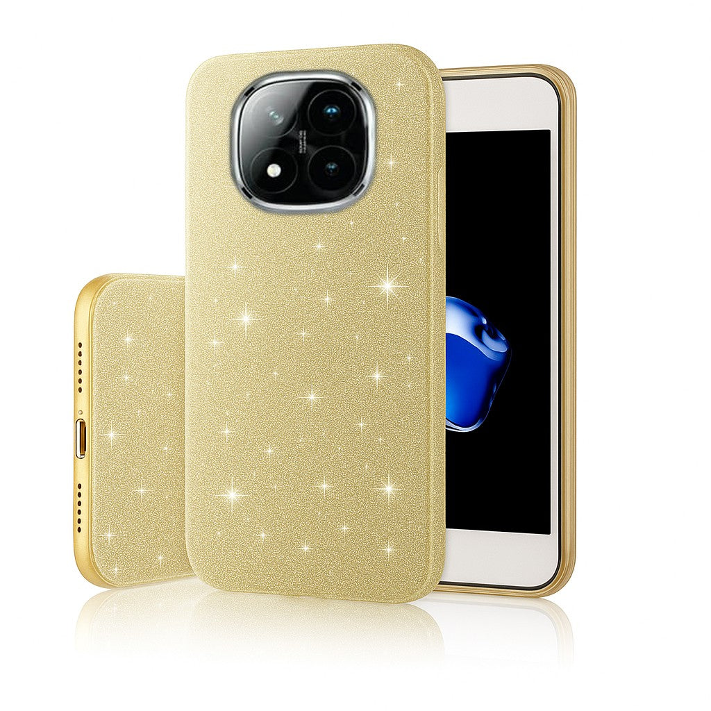 Xiaomi Redmi Note 14 Pro - 3in1 Glitter Elegant Mjuk Skal Guld