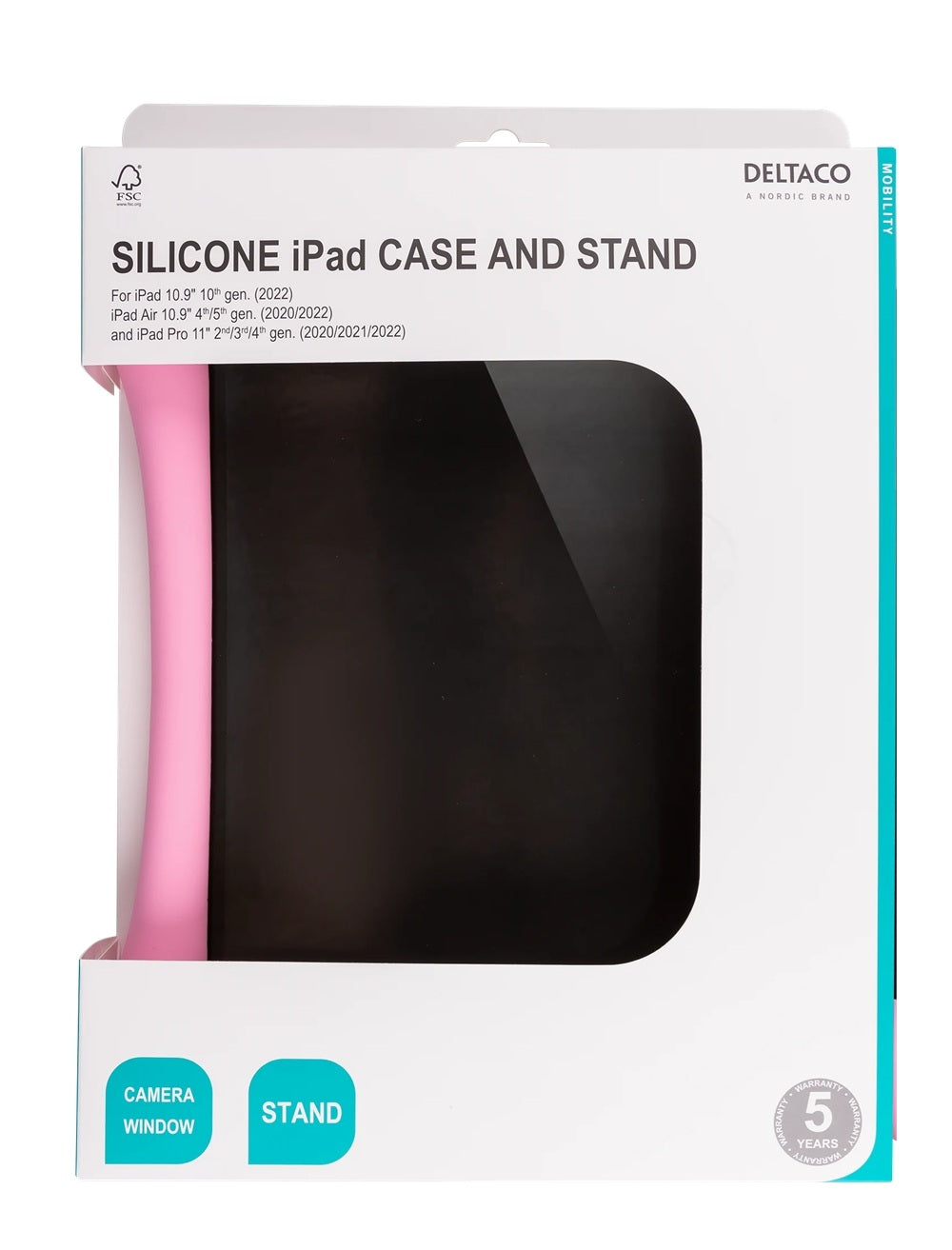iPad 10.9" 10gen, iPad Air 10.9" 4/5gen, iPad Pro 11" 2/3/4 gen Skyddande Deltaco Fodral -Rosa