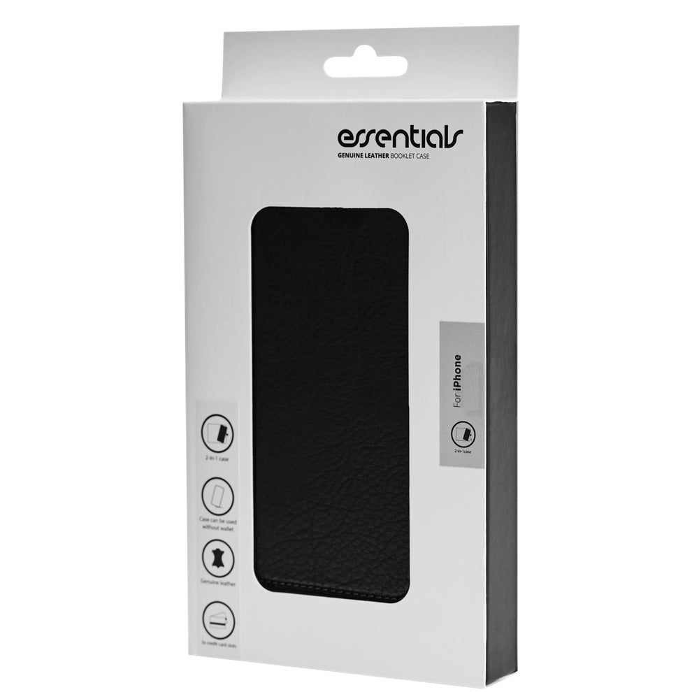 iPhone 12 Mini- Essentials Äkta läder 2-i-1 Löstagbart Plånboksfodral Svart