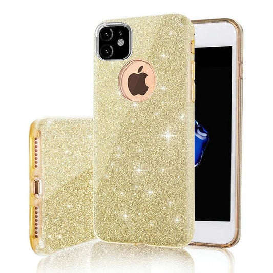 iPhone 14 - 3in1 Glitter Elegant Mjuk Skal Guld