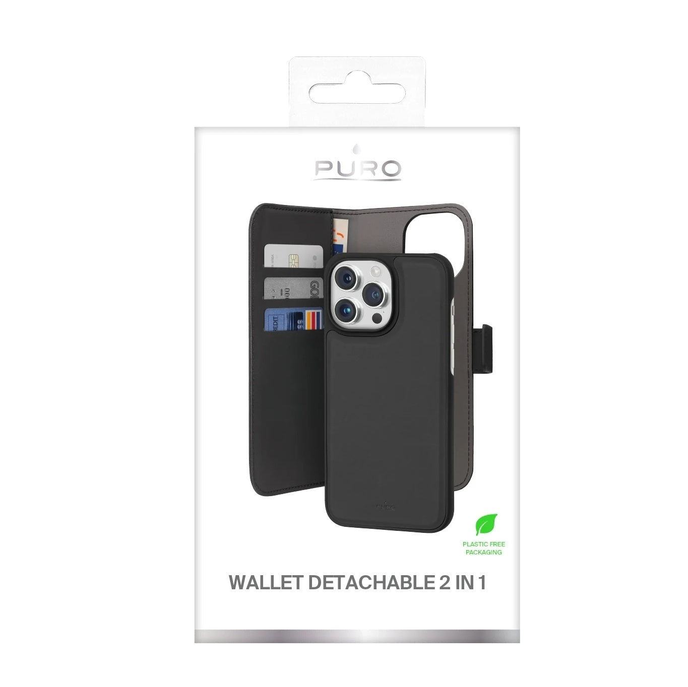 iPhone 14 Plus - Puro Ekoläder 2-i-1 Löstagbart Plånboksfodral Svart