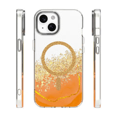 iPhone 15 - MagSafe Epoxy Transparent Skydd med 3D Effekt Orange