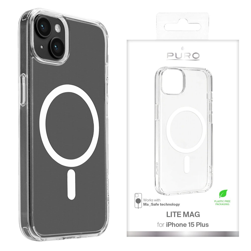 iPhone 15 Plus – Puro MagSafe-kompatibelt Transparent TPU-skal Stöttåligt