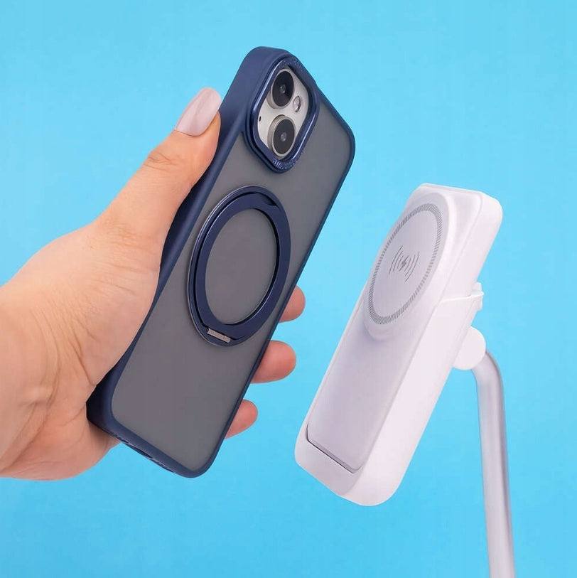 iPhone 15 Pro Max - Ring Rotating Skal MagSafe, Roterande Ring & Ställ Marinblå
