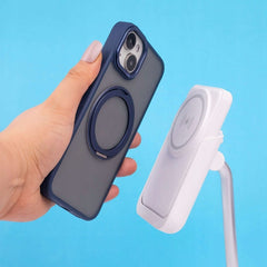 iPhone 15 Pro Max - Ring Rotating Skal MagSafe, Roterande Ring & Ställ Marinblå