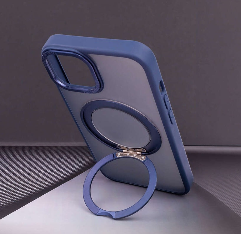iPhone 15 Pro Max - Ring Rotating Skal MagSafe, Roterande Ring & Ställ Marinblå