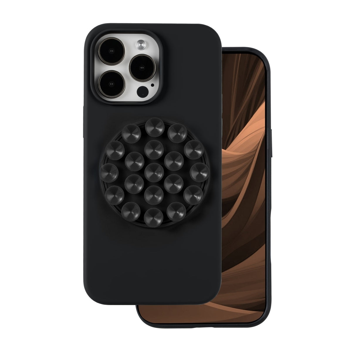 iPhone 15 Pro Max - Silikonskal med Sugpropp - Svart