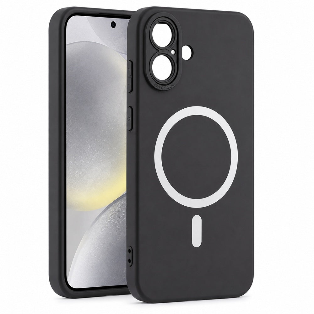 iPhone 16 Plus - MagSafe Silicon Slim Mjuk Skal Svart