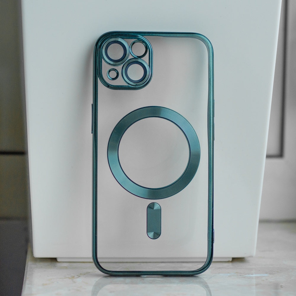 iPhone 16 Pro - MagSafe-kompatibel Chrome Mjuk Skal Transparent-Grön