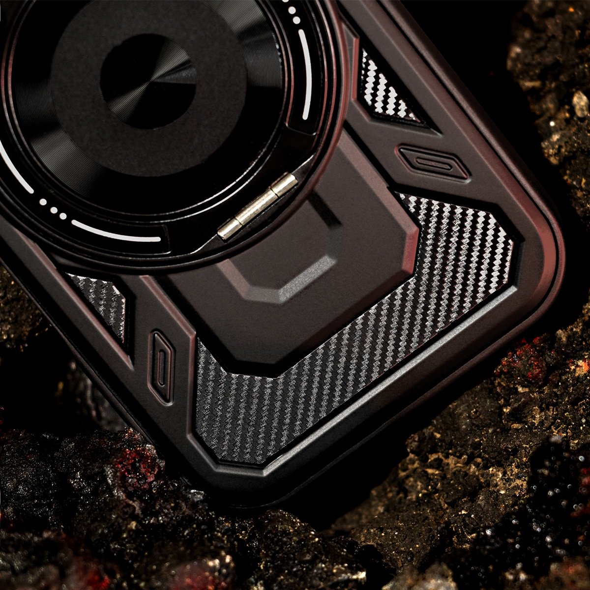 iPhone 16 Pro Max -Defender Armor Mag Skal – Svart, MagSafe, 360° Ringstöd