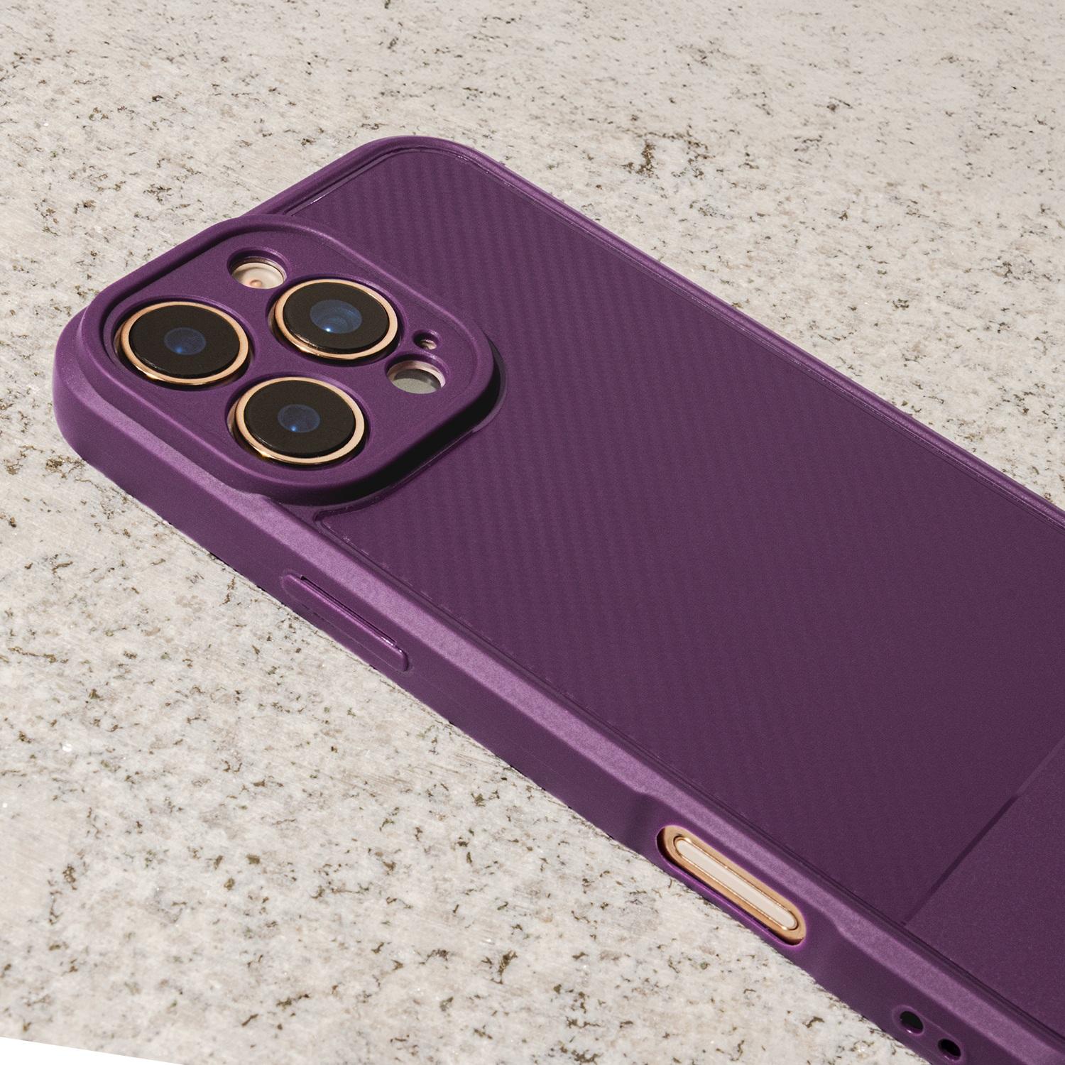 iPhone 16 Pro Max - Flexibel Carbon Mjuk TPU Skal - Lila