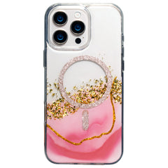 iPhone 16 Pro Max - MagSafe Epoxy Transparent Skydd med 3D Effekt Rosa
