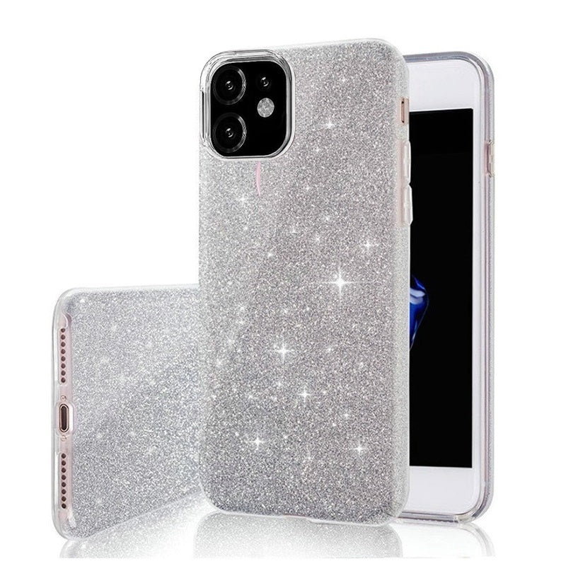 iPhone 16e - 3in1 Glitter Elegant Mjuk Skal Silver