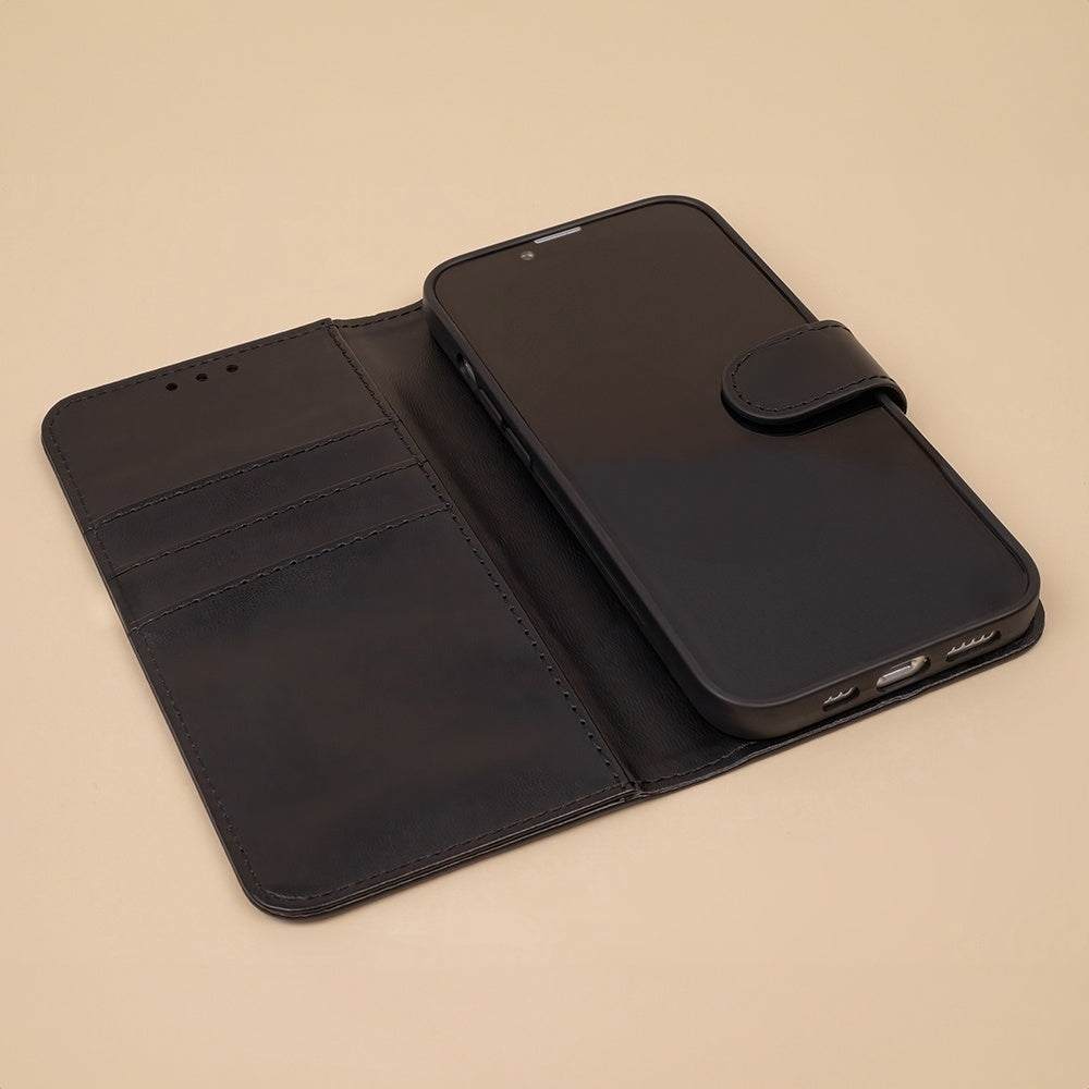 iPhone 16e - Book Case Fodral Mobilplånbok Svart