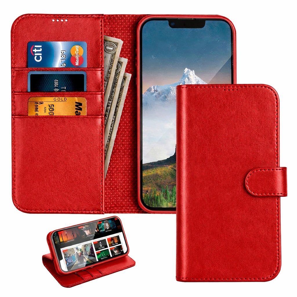iPhone 17 Air - Book Case Fodral Mobilplånbok Röd
