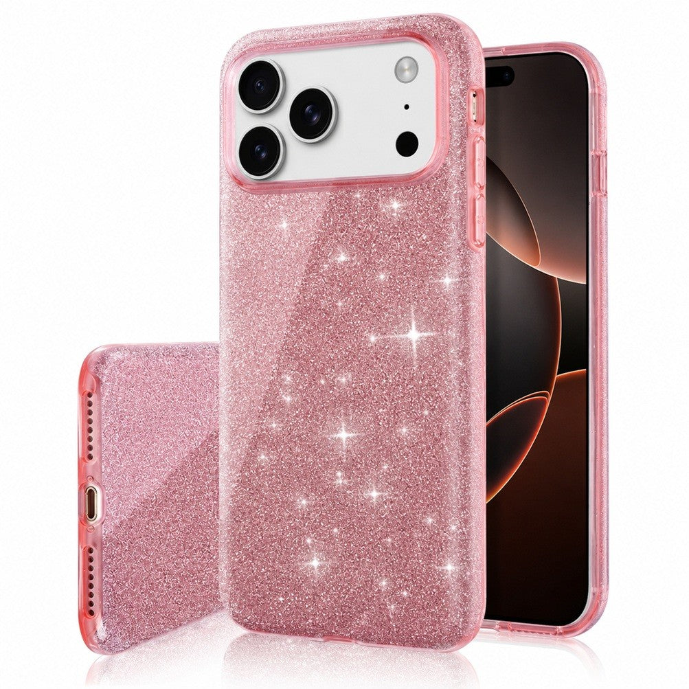 iPhone 17 Pro - 3in1 Glitter Elegant Mjuk Skal Rosa