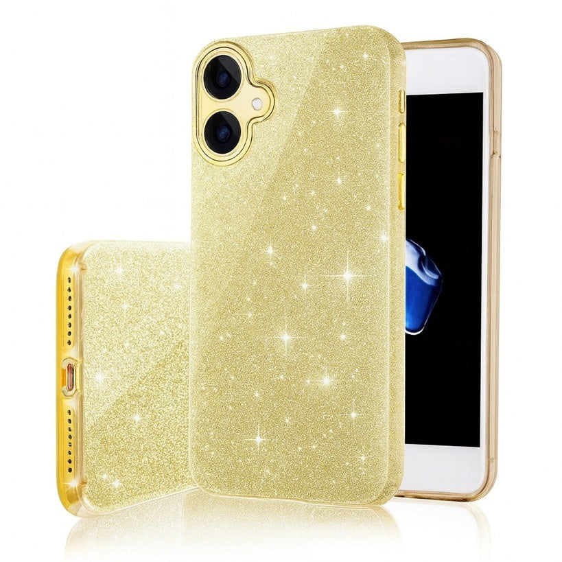 iPhone 17 Pro Max - 3in1 Glitter Elegant Mjuk Skal Guld
