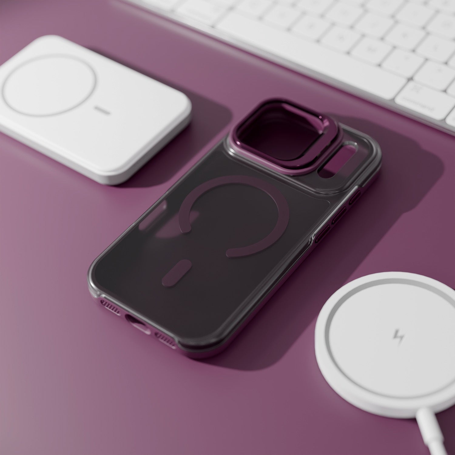 iPhone 18 Pro / iPhone 17 Pro - MagSafe Etteri Morning Fog Skal - Dark Cherry
