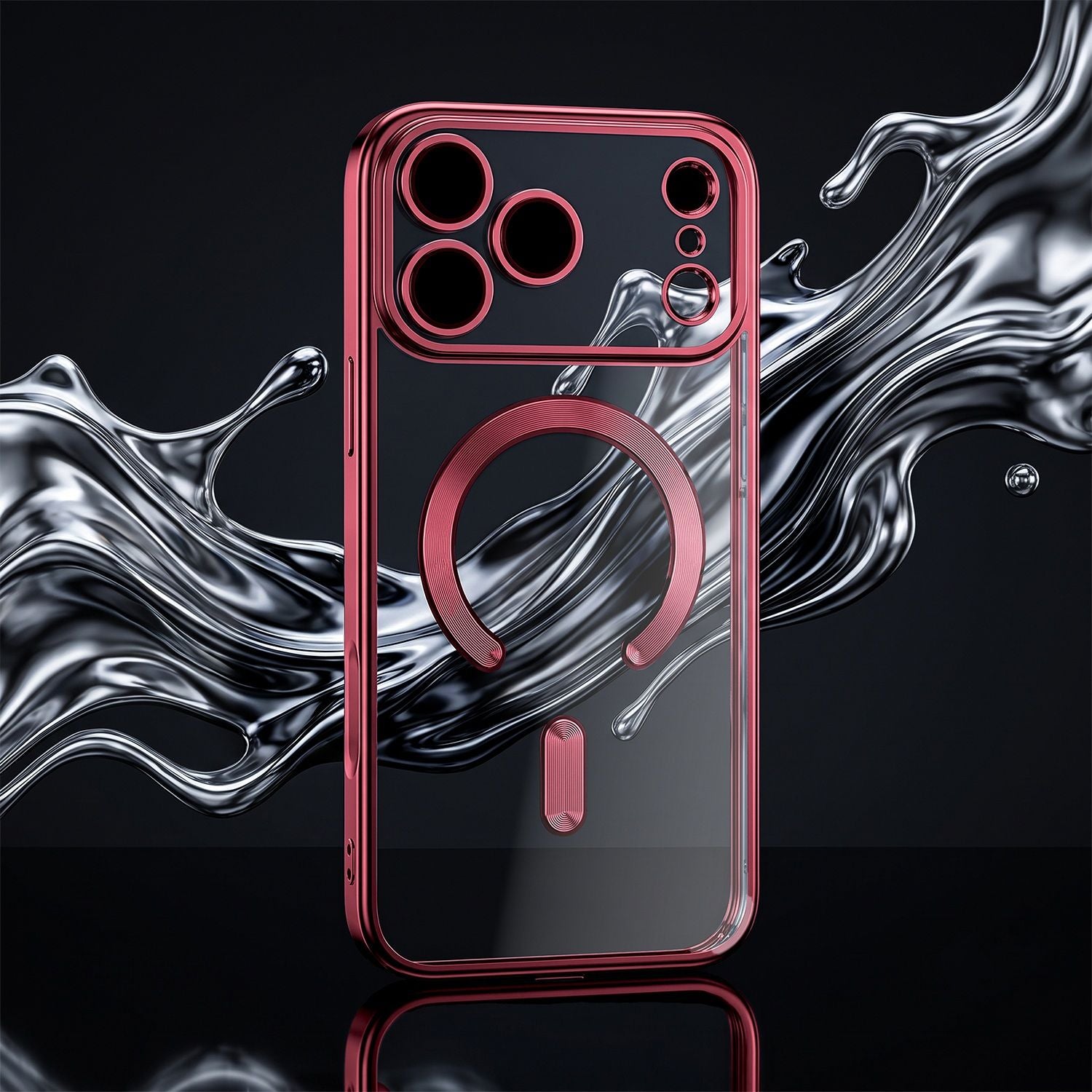 iPhone 18 Pro / iPhone 17 Pro - MagSafe-kompatibelt Chrome Skal - Dark Cherry