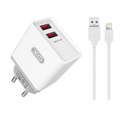 iPhone 2.4 Amp Snabbladdning 2xUSB Väggadapter + Lightning Kabel