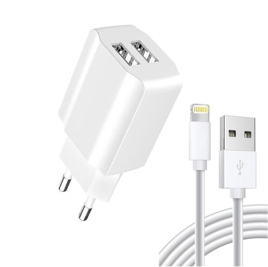 iPhone 2.4 Amp Snabbladdning 2xUSB Väggadapter + Lightning Kabel