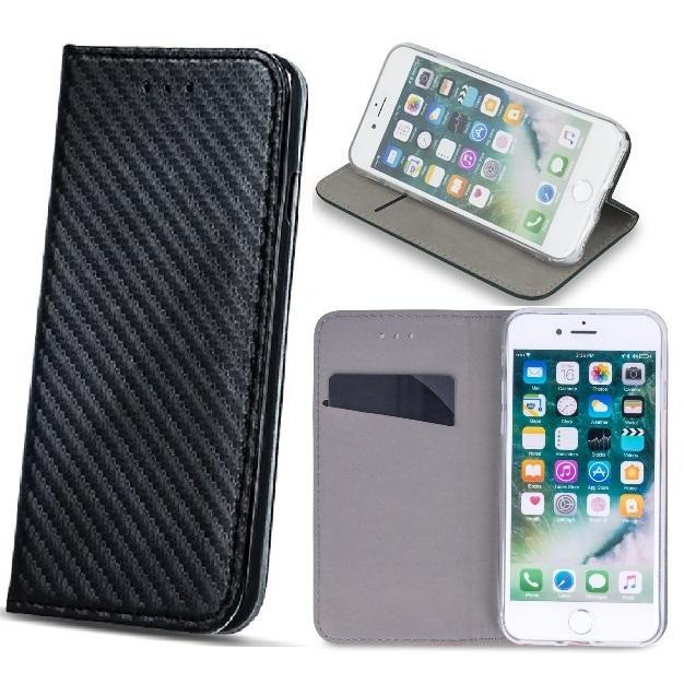 iPhone 7 / 8 - Smart Carbon Flip Case Mobilplånbok -  Svart